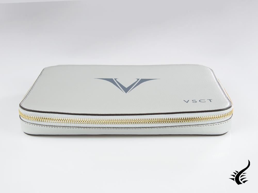Visconti 12 Pen Case, Leather, Rigid, Zip, Grey, KL11-03