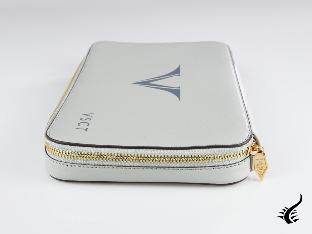 Visconti 12 Pen Case, Leather, Rigid, Zip, Grey, KL11-03
