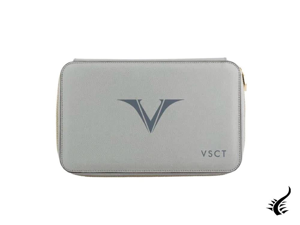 Visconti 12 Pen Case, Leather, Rigid, Zip, Grey, KL11-03