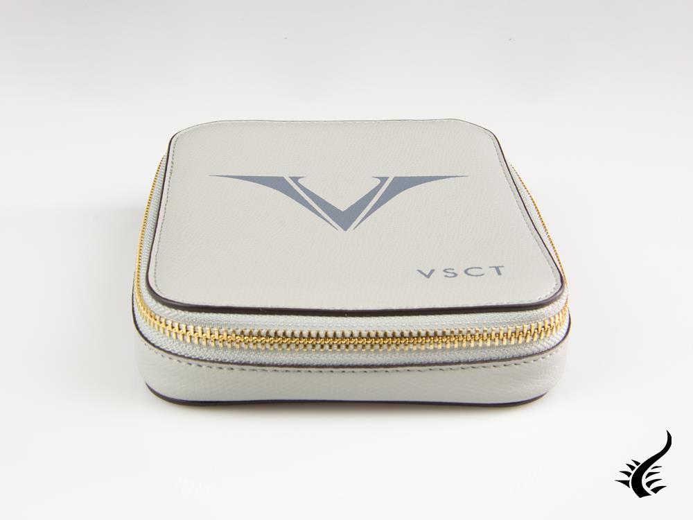 Étui à stylos Visconti 6, cuir, rigide, zip, gris, KL09-03