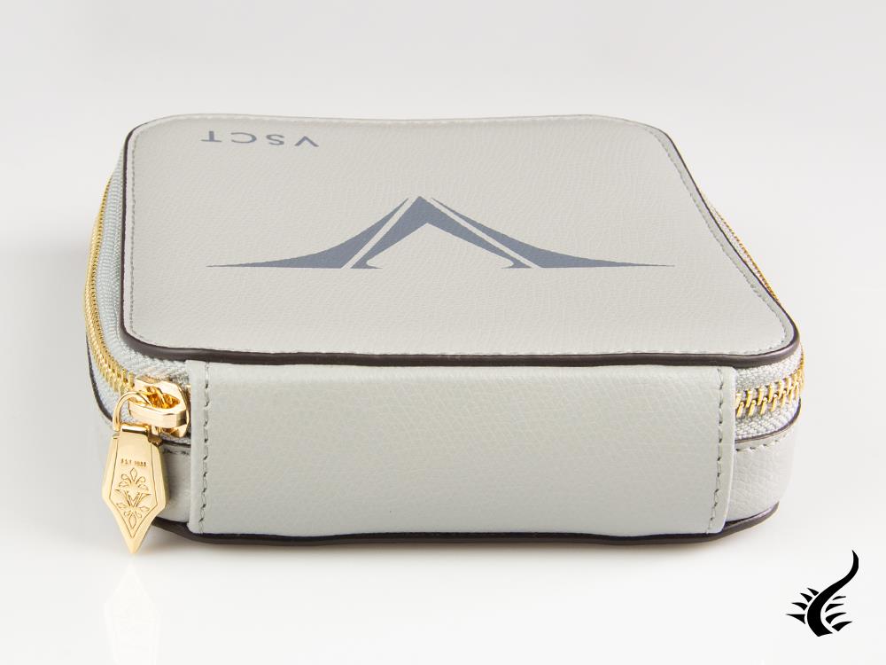 Étui à stylos Visconti 6, cuir, rigide, zip, gris, KL09-03