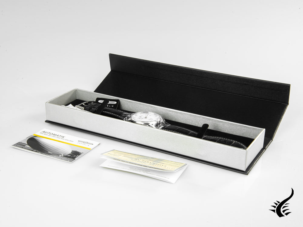 Montre automatique Zeppelin LZ 129 Hindenburg, blanche, 40 mm, jour, cuir, 8062-1