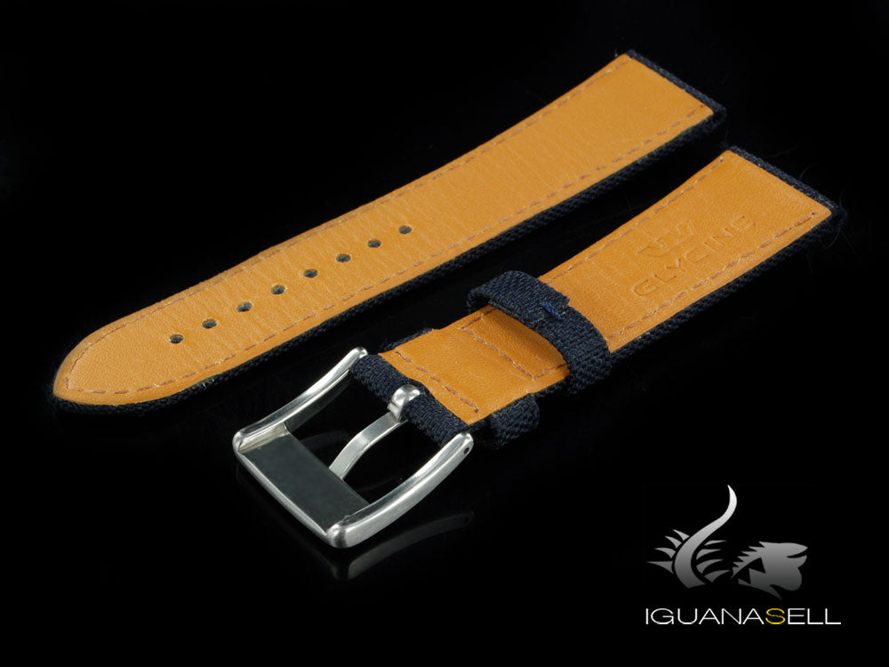 Glycine, Textile Strap, 22mm, Blue, Buckle