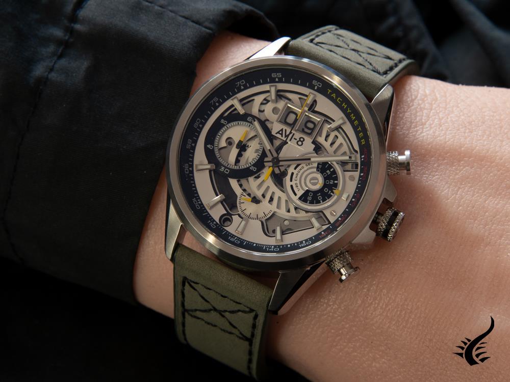 AVI-8 Hawker Harrier II Matador Edition Quartz Watch, Silver, 44 mm, AV-4065-01