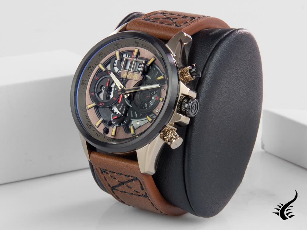 Montre à quartz AVI-8 Hawker Harrier II Matador, PVD or, marron, 45 mm, AV-4065-06