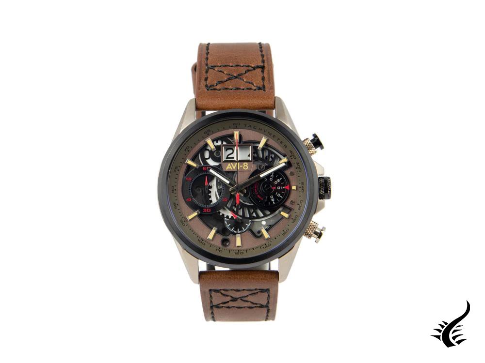 AVI-8 Hawker Harrier II Matador Quartz Watch, PVD Gold, Brown, 45 mm, AV-4065-06