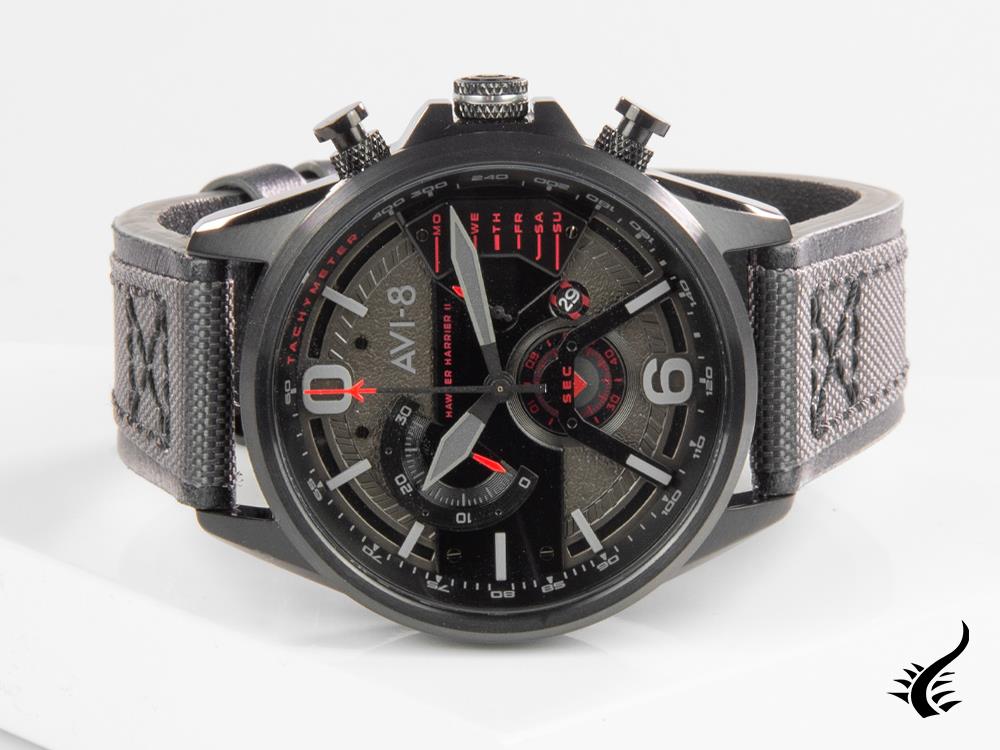 AVI-8 Hawker Harrier II Quartz Watch, PVD, Black, 43 mm, AV-4056-05