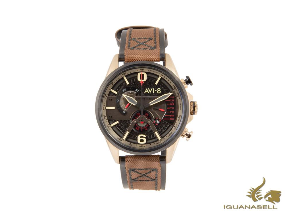 Montre à quartz AVI-8 Hawker Harrier II, PVD or, noir, 43 mm, AV-4056-06