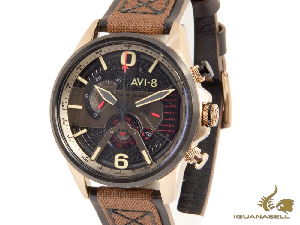 AVI-8 Hawker Harrier II Quartz Watch, PVD Gold, Black, 43 mm, AV-4056-06