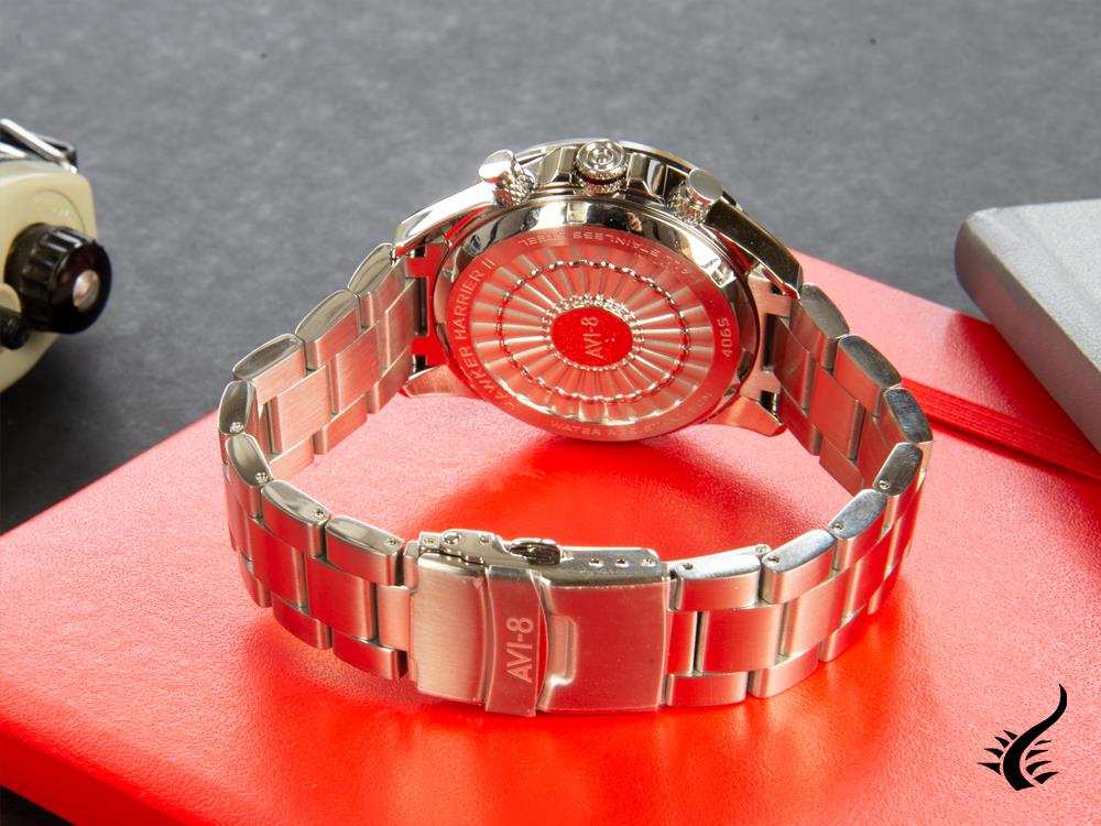 Montre à quartz chronographe AVI-8 Hawker Harrier Matador en acier argenté et ivoire