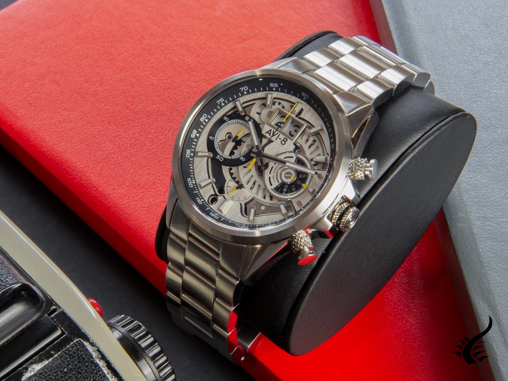 Montre à quartz chronographe AVI-8 Hawker Harrier Matador en acier argenté et ivoire