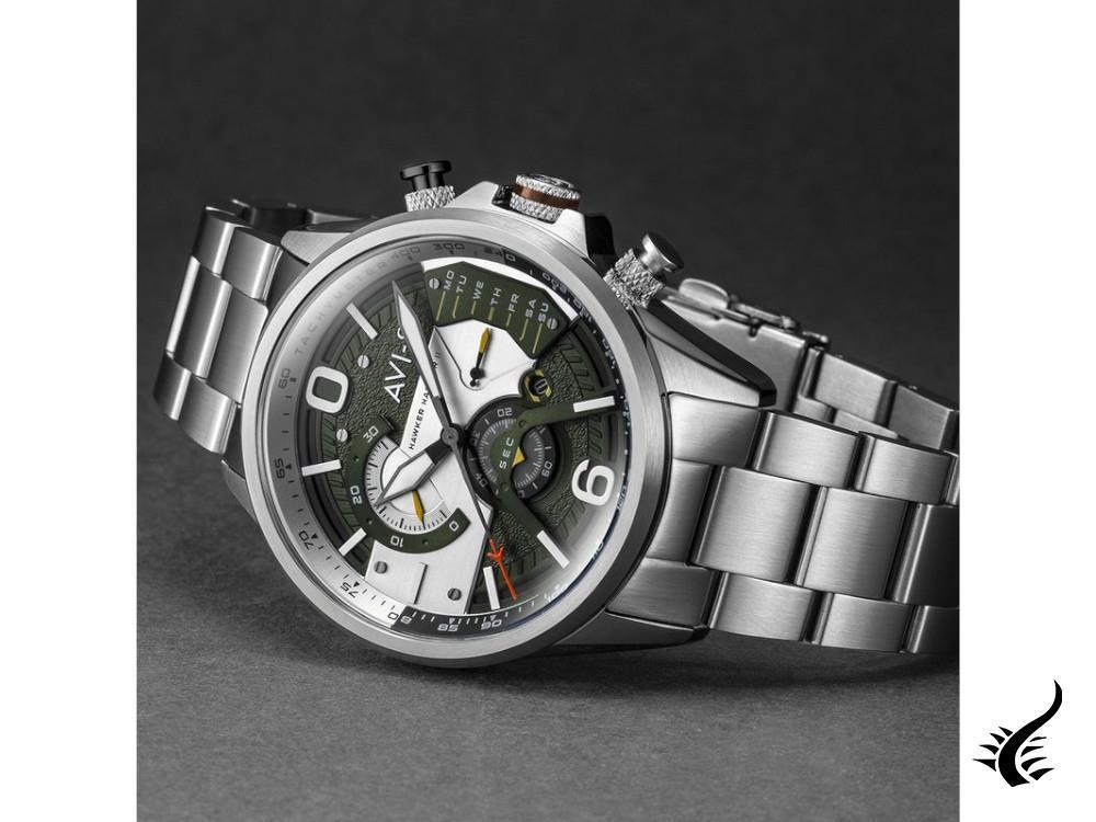 AVI-8 Hawker Harrier Steel Military Green Quartz Watch, 44 mm, AV-4056-11