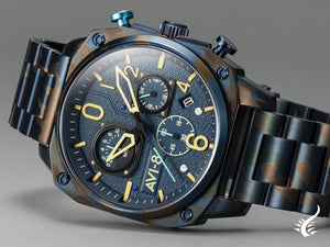 Montre à quartz AVI-8 Hawker Hunter Retrograde Air Camo, bleu, 45 mm, AV-4052-33