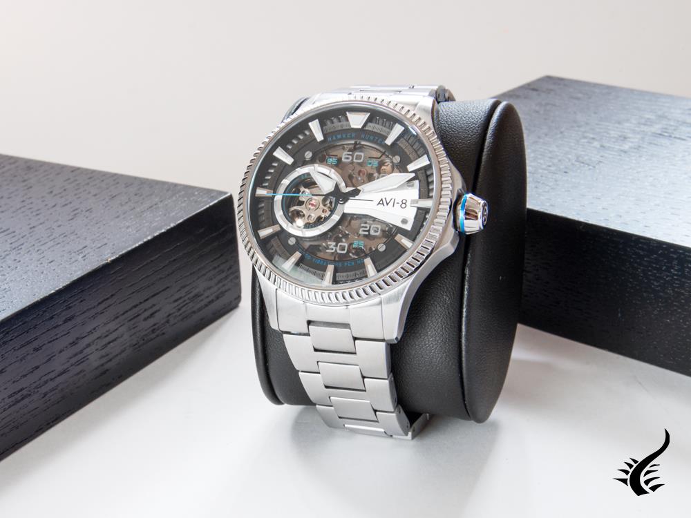 AVI-8 Hawker Hunter Blue Diamonds Automatic Watch, Black, 44 mm, AV-4078-11