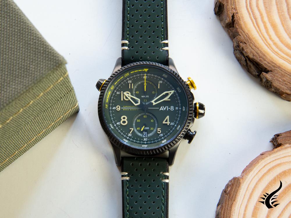 AVI-8 Hawker Hunter Duke Chronograph Cosford Quartz Watch, Green, AV-4080-03