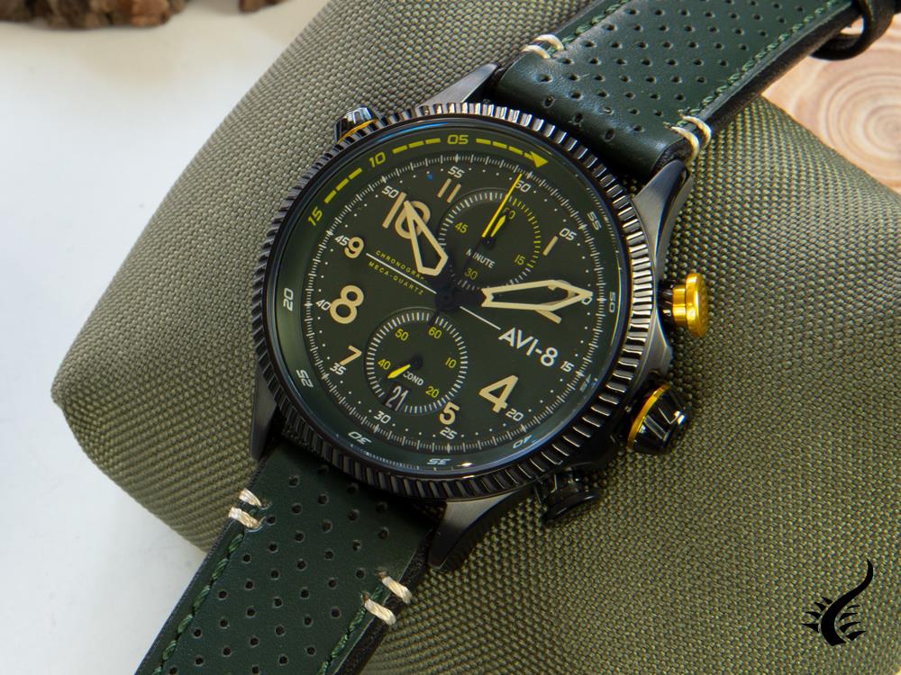 AVI-8 Hawker Hunter Duke Chronograph Cosford Quartz Watch, Green, AV-4080-03