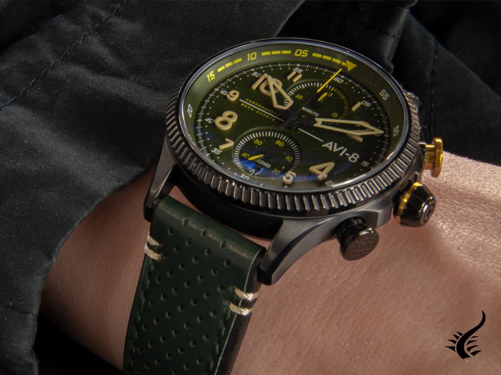 AVI-8 Hawker Hunter Duke Chronograph Cosford Quartz Watch, Green, AV-4080-03