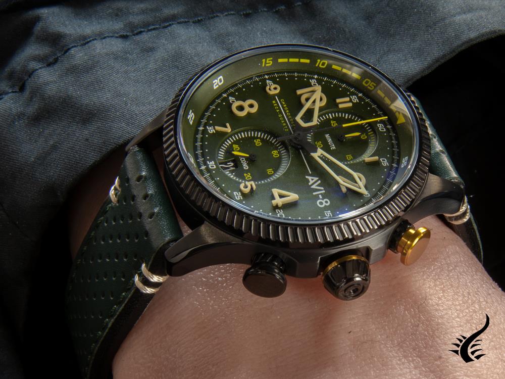 AVI-8 Hawker Hunter Duke Chronograph Cosford Quartz Watch, Green, AV-4080-03