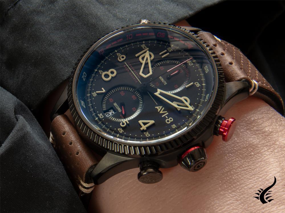 Montre chronographe à quartz AVI-8 Hawker Hunter Duke Tangmere, noire, AV-4080-04