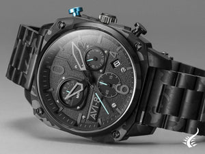 Montre à quartz AVI-8 Hawker Hunter Retrograde Night Camo, noire, 45 mm, AV-4052-11