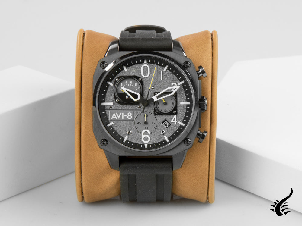 Montre à quartz tactique noire chronographe rétrograde AVI-8 Hawker Hunter