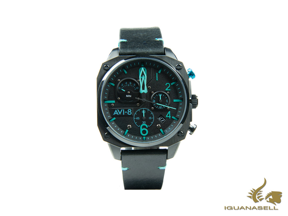 Montre à quartz AVI-8 Hawker Hunter Retrograde Edition, noire, 45 mm, AV-4052-05