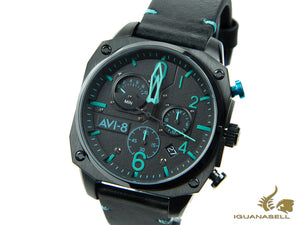 Montre à quartz AVI-8 Hawker Hunter Retrograde Edition, noire, 45 mm, AV-4052-05