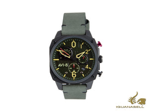 Montre à quartz AVI-8 Hawker Hunter Retrograde Edition, verte, 45 mm, AV-4052-08