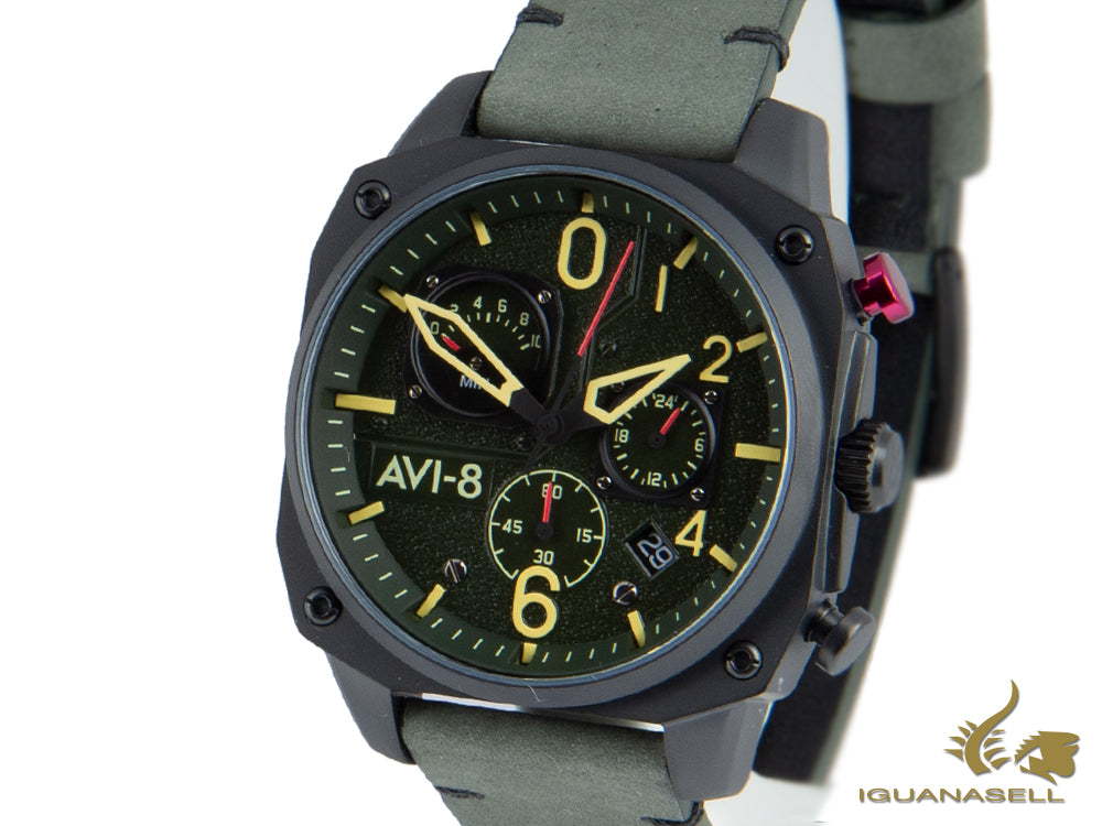 AVI-8 Hawker Hunter Retrograde Edition Quartz Watch, Green, 45 mm, AV-4052-08