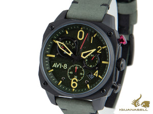 Montre à quartz AVI-8 Hawker Hunter Retrograde Edition, verte, 45 mm, AV-4052-08