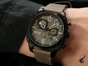 Montre à quartz AVI-8 Hawker Hunter Retrograde Edition, gris, 45 mm, AV-4052-03