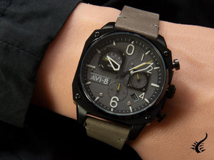 Montre à quartz AVI-8 Hawker Hunter Retrograde Edition, gris, 45 mm, AV-4052-03