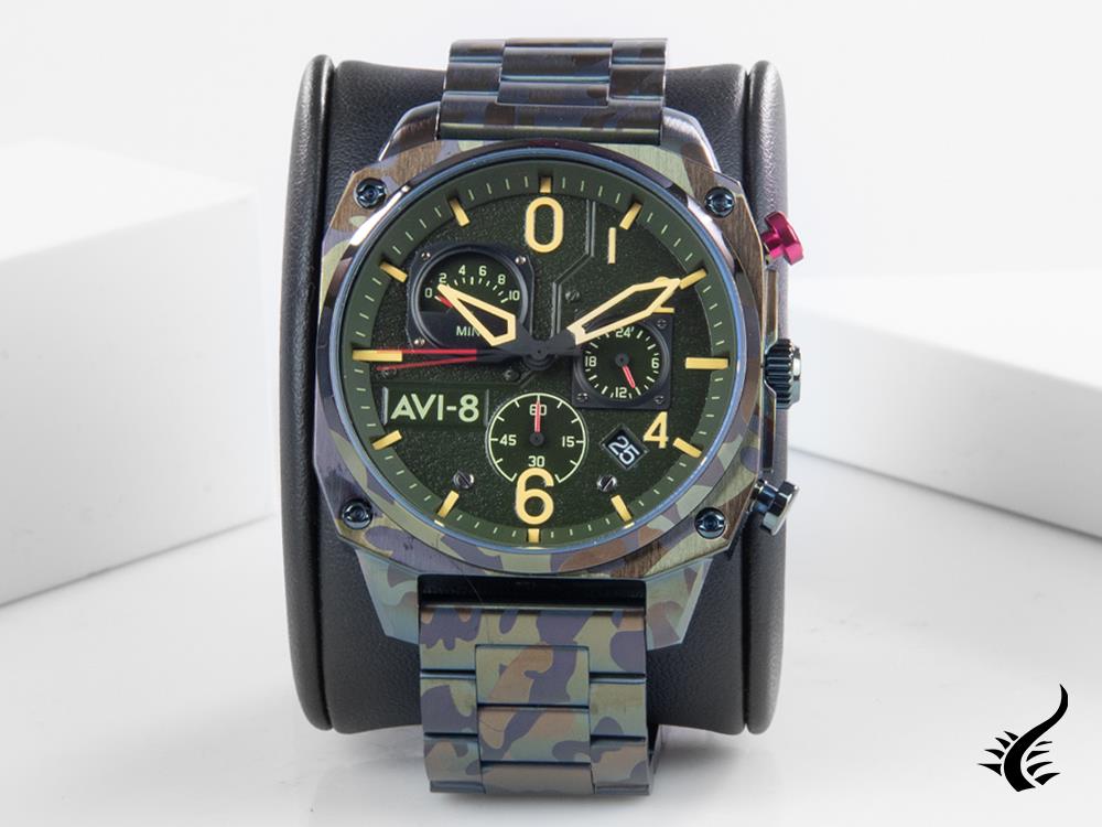 Montre à quartz AVI-8 Hawker Hunter Retrograde Ground Camo, verte, AV-4052-22