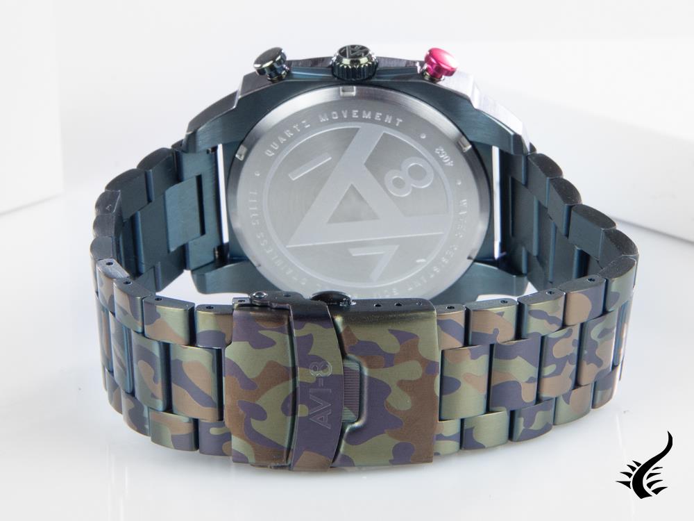 Montre à quartz AVI-8 Hawker Hunter Retrograde Ground Camo, verte, AV-4052-22