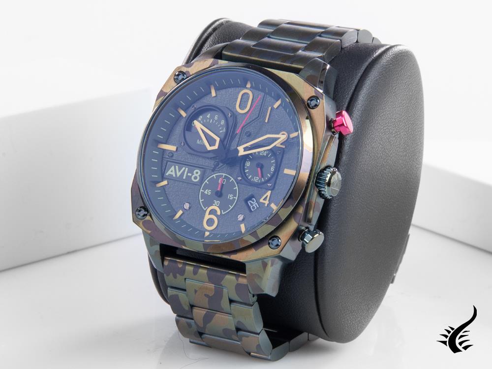 Montre à quartz AVI-8 Hawker Hunter Retrograde Ground Camo, verte, AV-4052-22