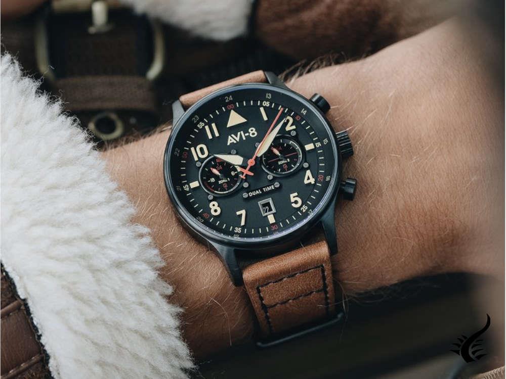 Montre à quartz AVI-8 Hawker Hurricane Carey Dual Time Debden, 43 mm, AV-4088-03