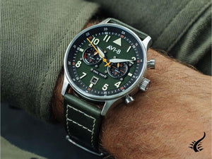 Montre à quartz AVI-8 Hawker Hurricane Carey Merville à double fuseau horaire, verte, AV-4088-02