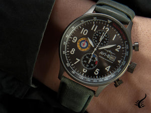 Montre à quartz Hawker Hurricane AVI-8, gris, 42 mm, chronographe, AV-4011-0D