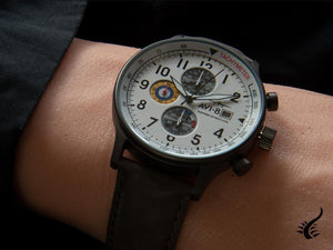 Montre à quartz Hawker Hurricane AVI-8, blanche, 42 mm, chronographe, AV-4011-0B