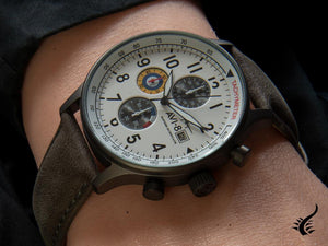 Montre à quartz Hawker Hurricane AVI-8, blanche, 42 mm, chronographe, AV-4011-0B