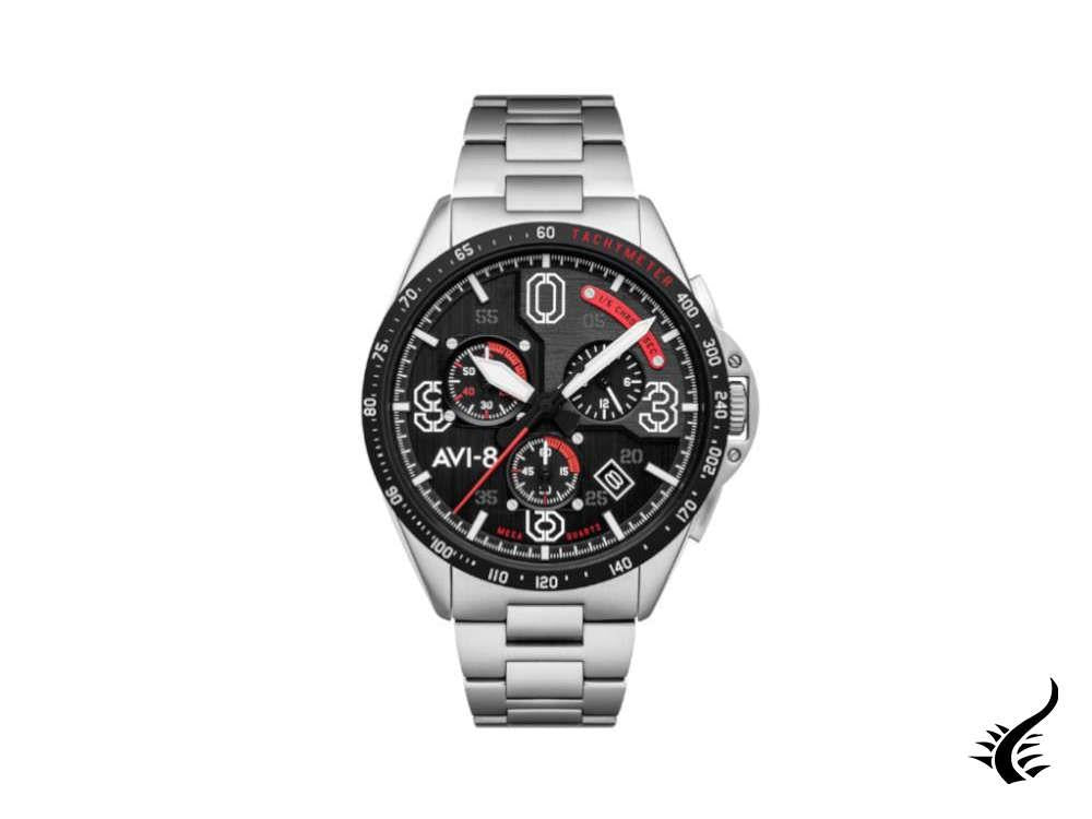 Montre chronographe à quartz AVI-8 P-51 Mustang Blakeslee, noire, 43 mm, AV-4077-11