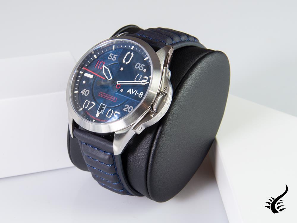 Montre automatique AVI-8 P-51 Mustang Hitchcock Cooperstown, bleue, 43 mm, AV-4086-02