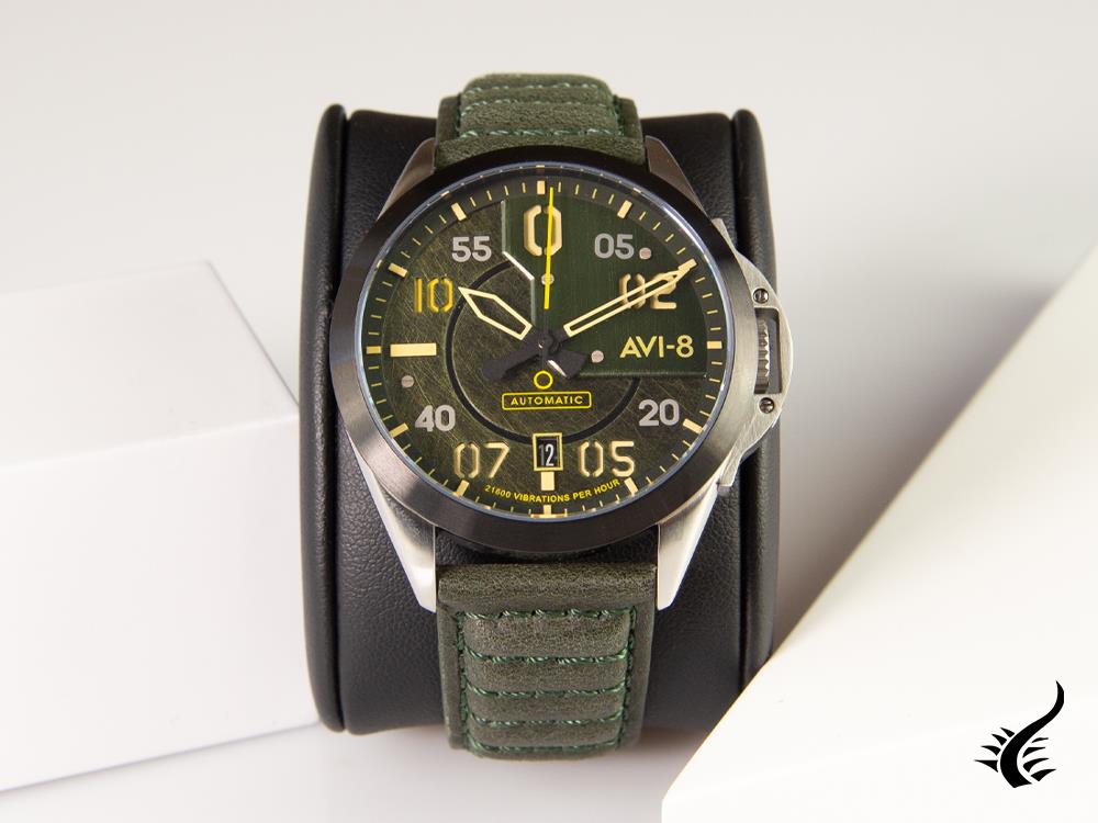 AVI-8 P-51 Mustang Hitchcock Greentree Automatic Watch, Green, 43 mm, AV-4086-03