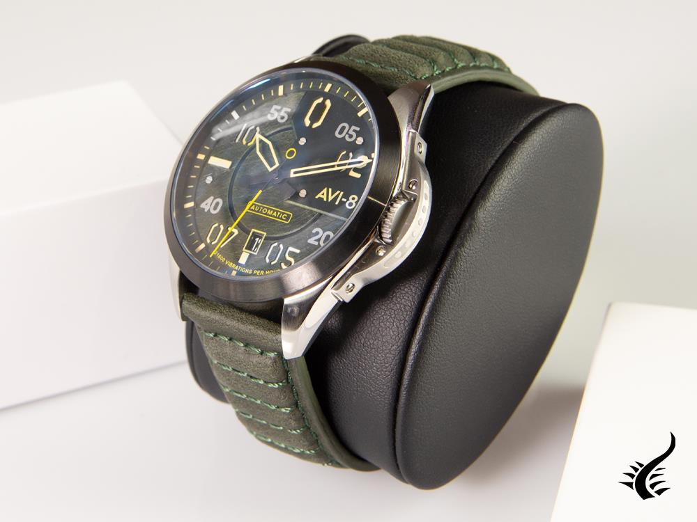 Montre automatique AVI-8 P-51 Mustang Hitchcock Greentree, verte, 43 mm, AV-4086-03