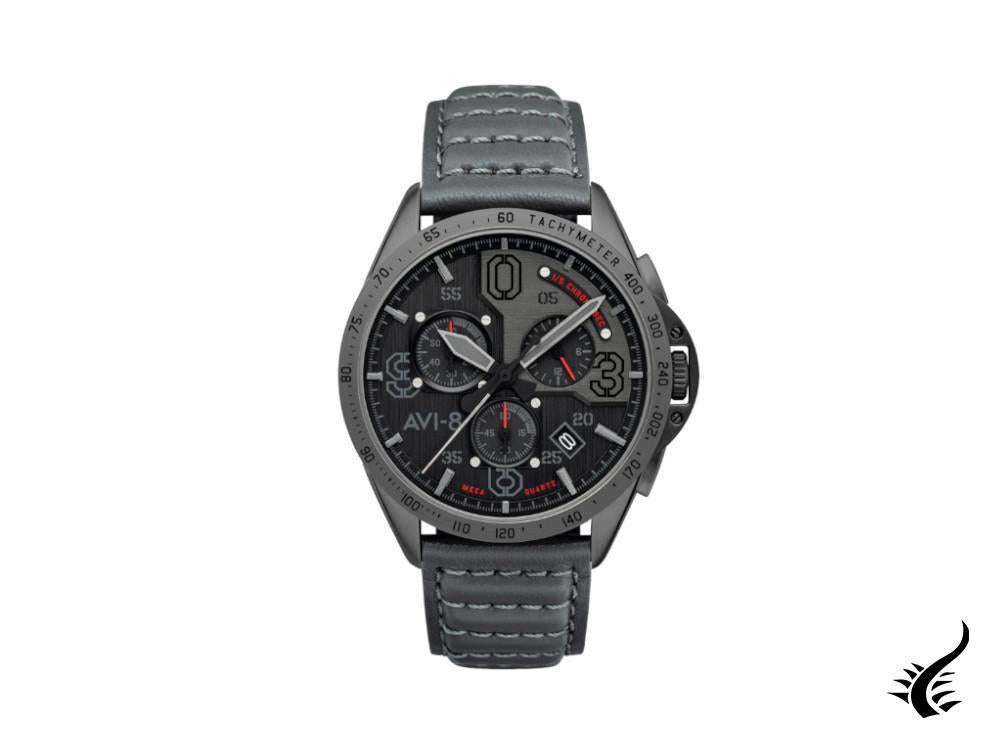 Montre chronographe à quartz Blakeslee AVI-8 P-51 Mustang, noire, 43 mm, AV-4077-03