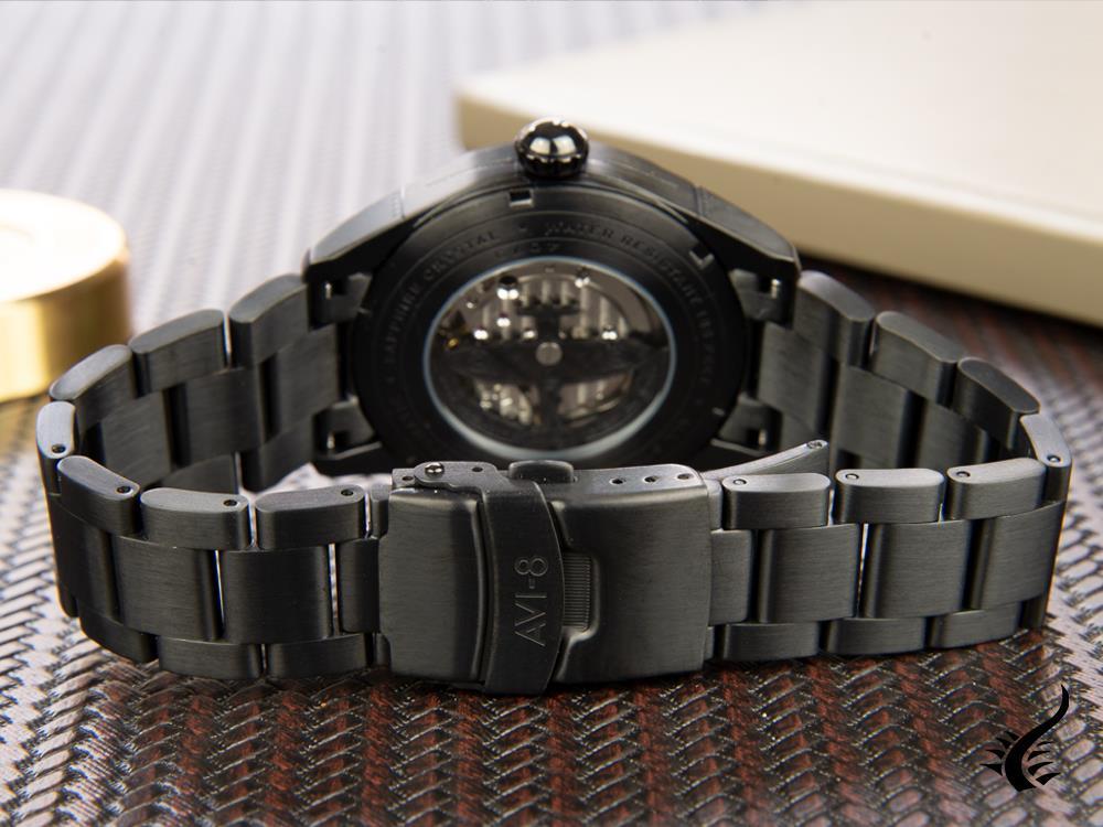 Montre automatique AVI-8 Spitfire, PVD, noir, 42 mm, acier inoxydable, AV-4073-33