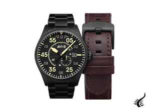 Montre automatique AVI-8 Spitfire, PVD, noir, 42 mm, acier inoxydable, AV-4073-33