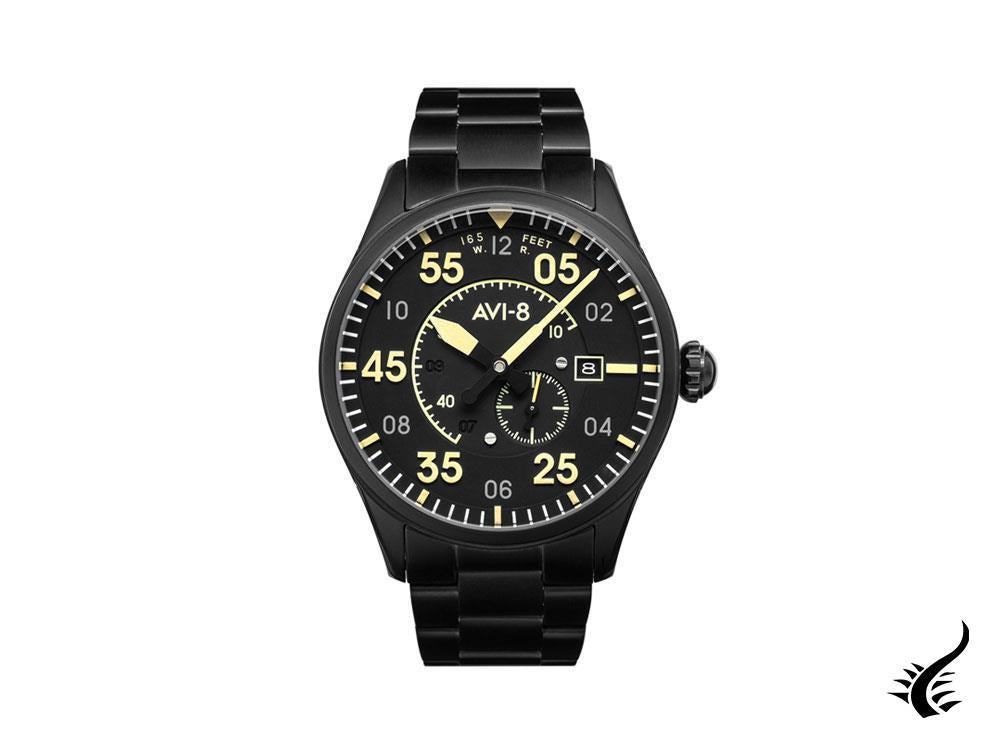 AVI-8 Spitfire Automatic Watch, PVD, Black, 42 mm, Stainless steel, AV-4073-33