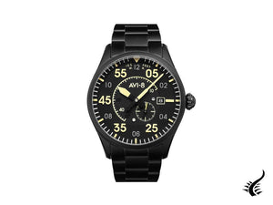 Montre automatique AVI-8 Spitfire, PVD, noir, 42 mm, acier inoxydable, AV-4073-33