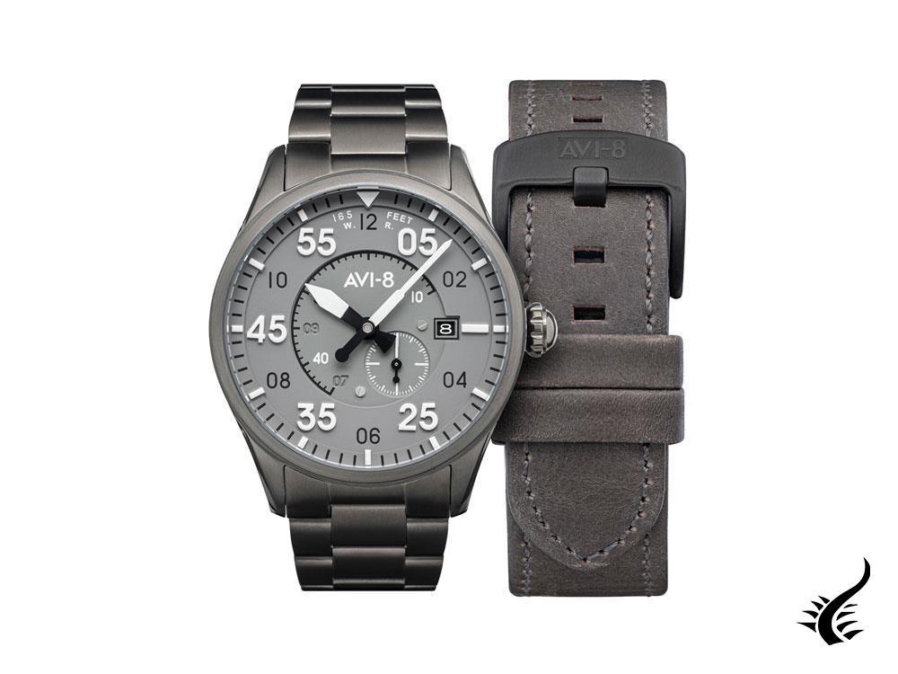 AVI-8 Spitfire Automatic Watch, PVD Gun Metal, Grey, 42 mm, AV-4073-44